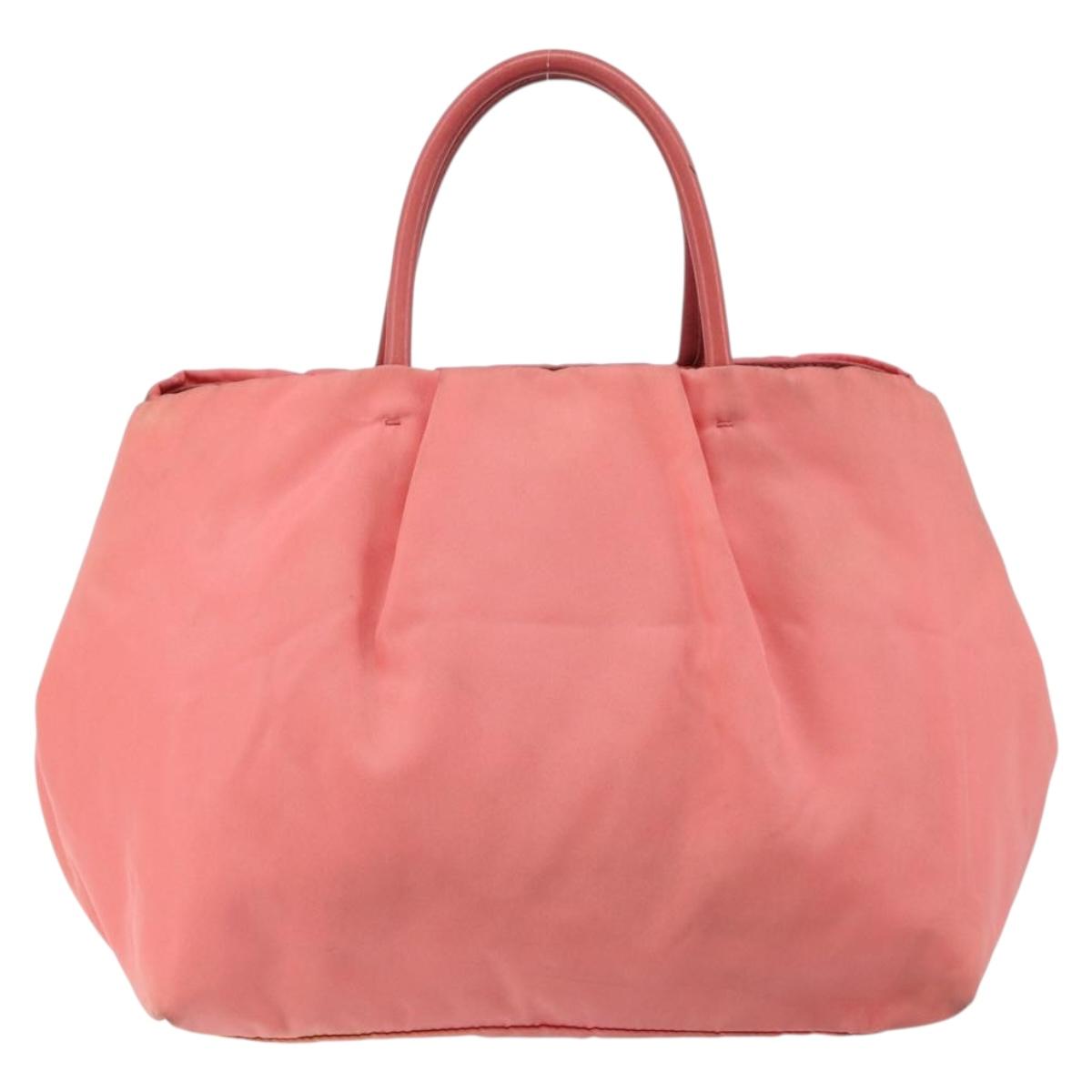 PRADA Hand Bag Nylon Pink Gold Auth 147140