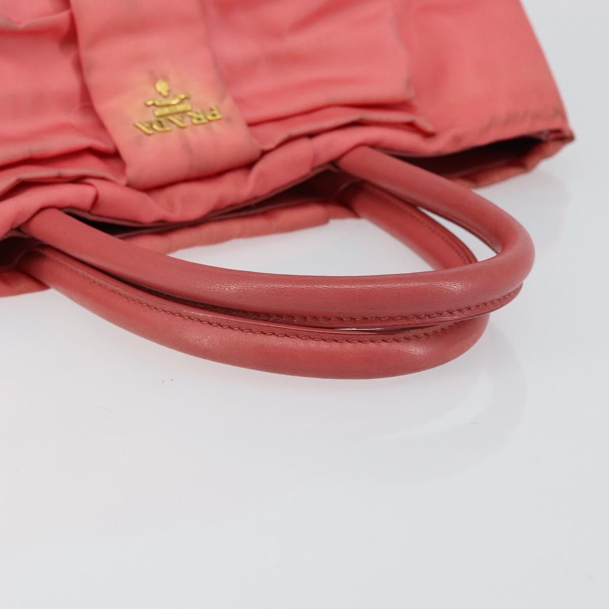 PRADA Hand Bag Nylon Pink Gold Auth 147140
