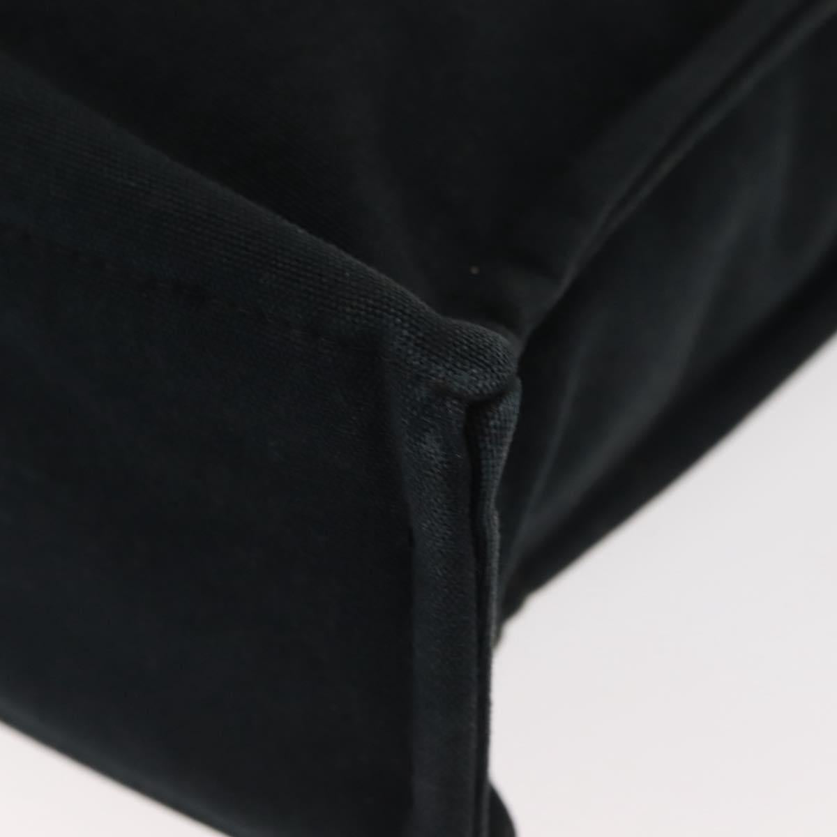 HERMES Fourre Tout MM Hand Bag Canvas Black Silver Auth 147142