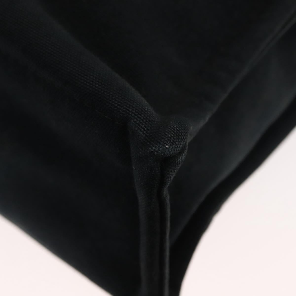 HERMES Fourre Tout MM Hand Bag Canvas Black Silver Auth 147142