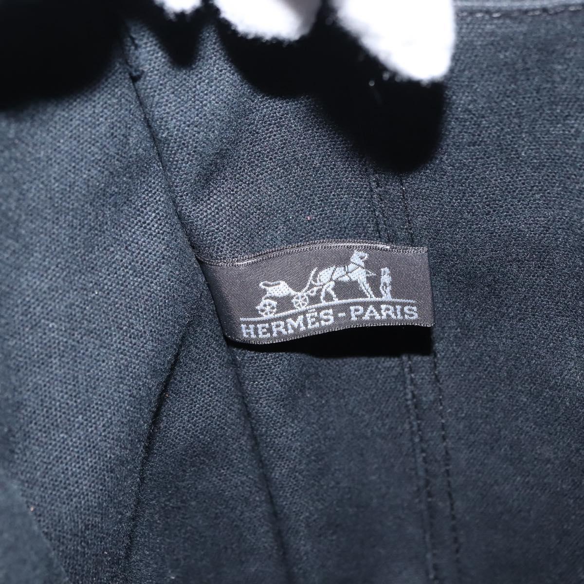 HERMES Fourre Tout MM Hand Bag Canvas Black Silver Auth 147142