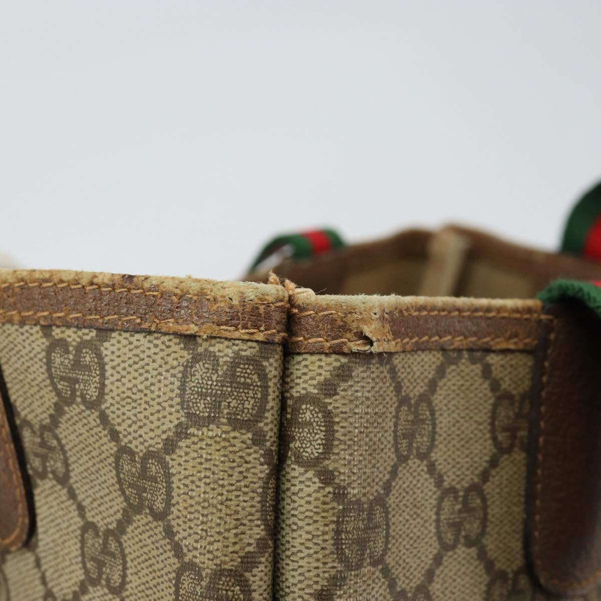 GUCCI GG Supreme Web Sherry Line Tote Bag PVC Beige Gold 002 58 6487 Auth 147143