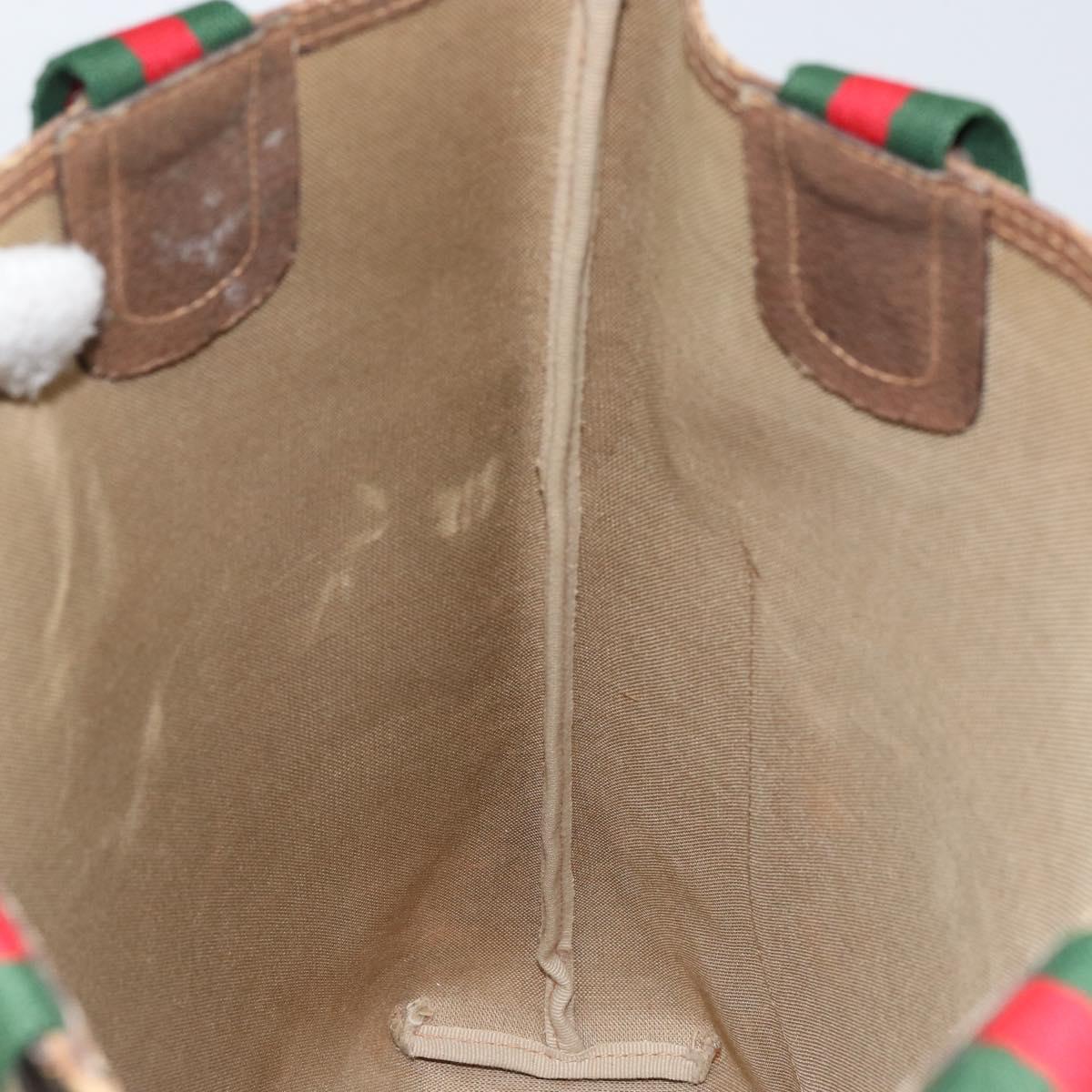 GUCCI GG Supreme Web Sherry Line Tote Bag PVC Beige Gold 002 58 6487 Auth 147143