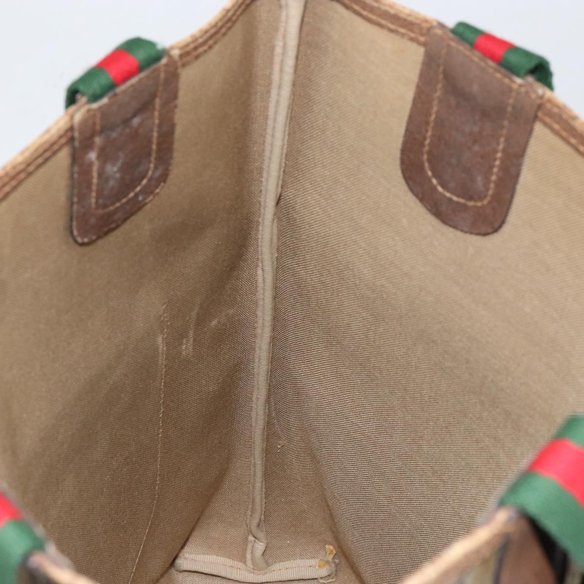 GUCCI GG Supreme Web Sherry Line Tote Bag PVC Beige Gold 002 58 6487 Auth 147143