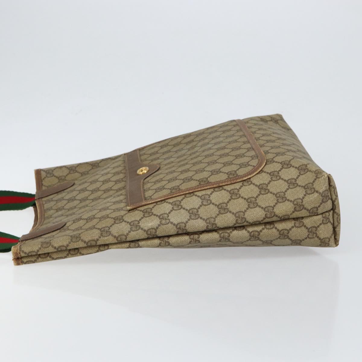 GUCCI GG Supreme Web Sherry Line Tote Bag PVC Beige Gold 002 58 6487 Auth 147143