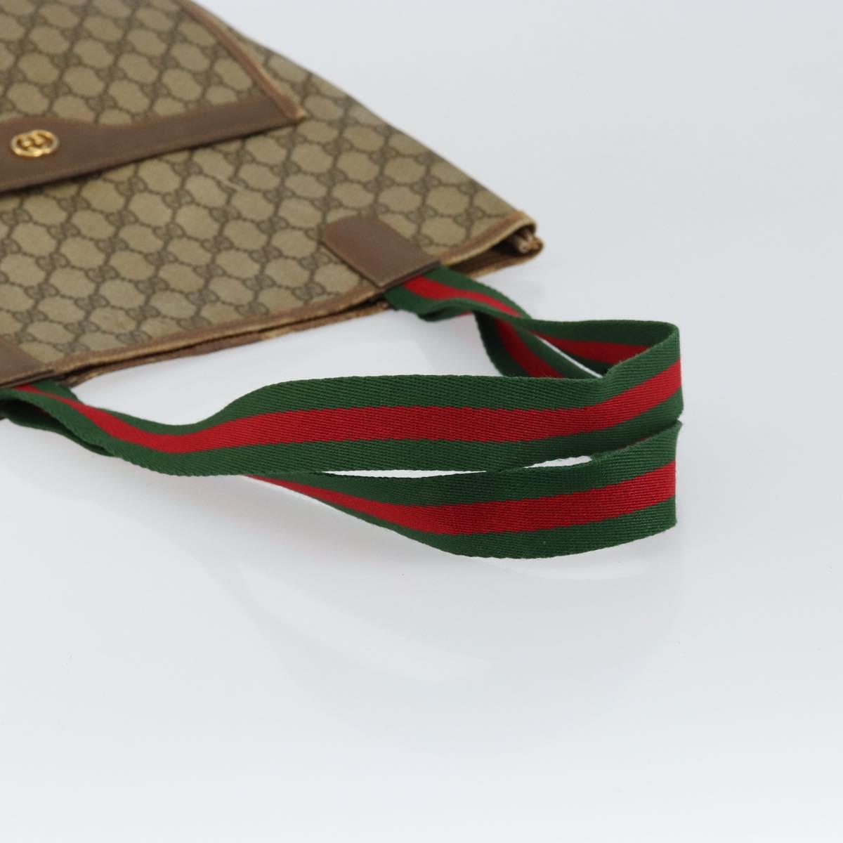 GUCCI GG Supreme Web Sherry Line Tote Bag PVC Beige Gold 002 58 6487 Auth 147143