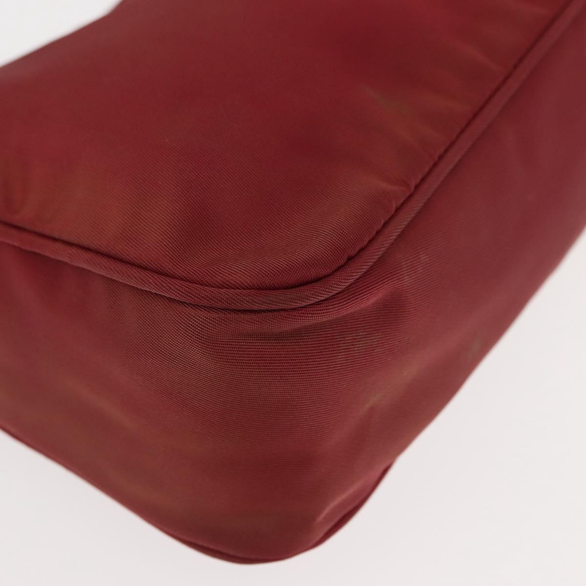 PRADA Hand Bag Nylon Red Silver Auth 147144