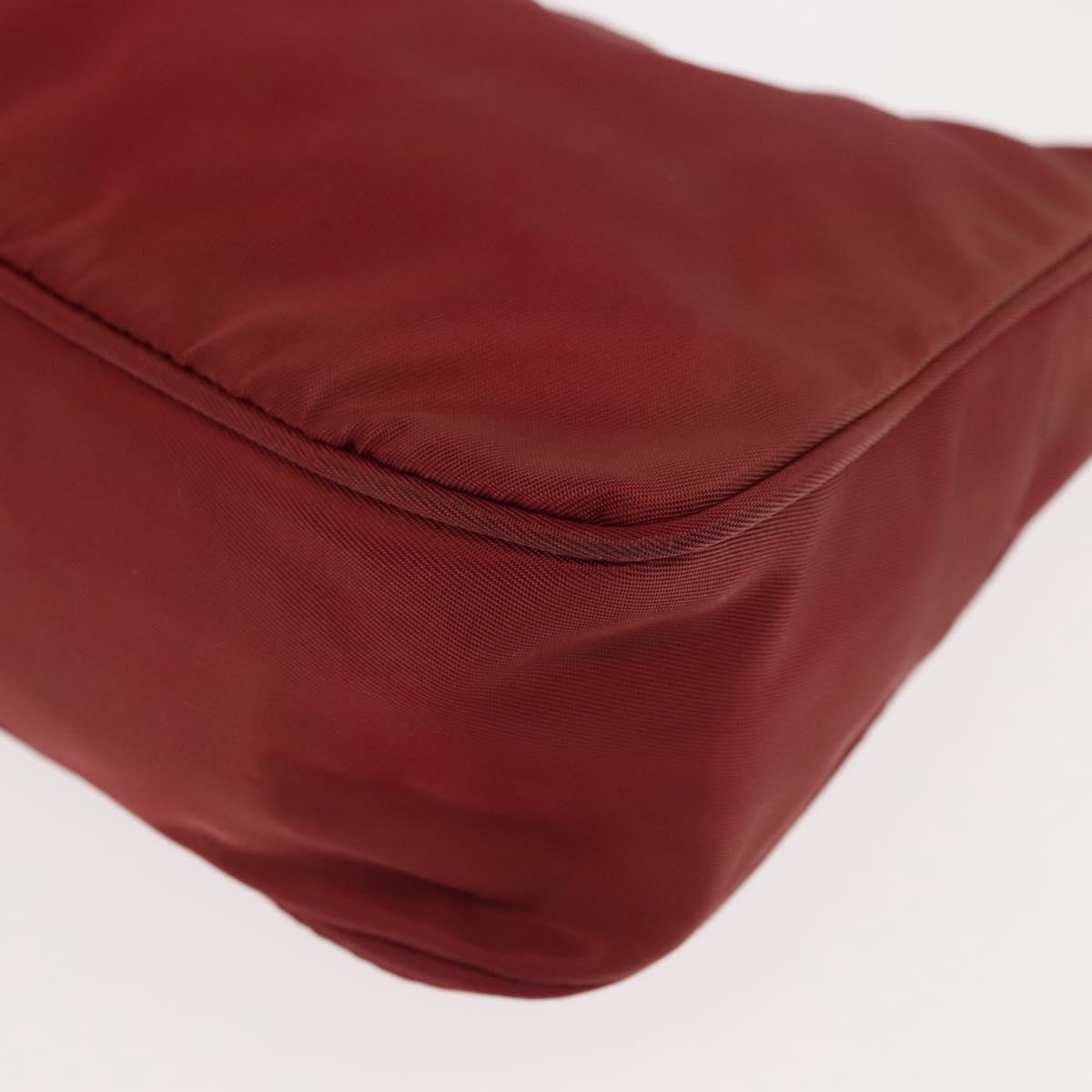 PRADA Hand Bag Nylon Red Silver Auth 147144