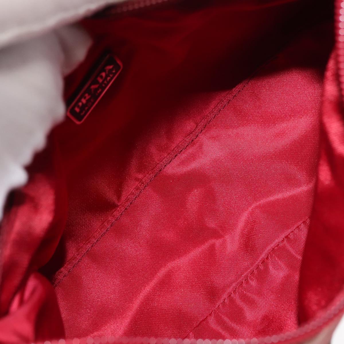 PRADA Hand Bag Nylon Red Silver Auth 147144