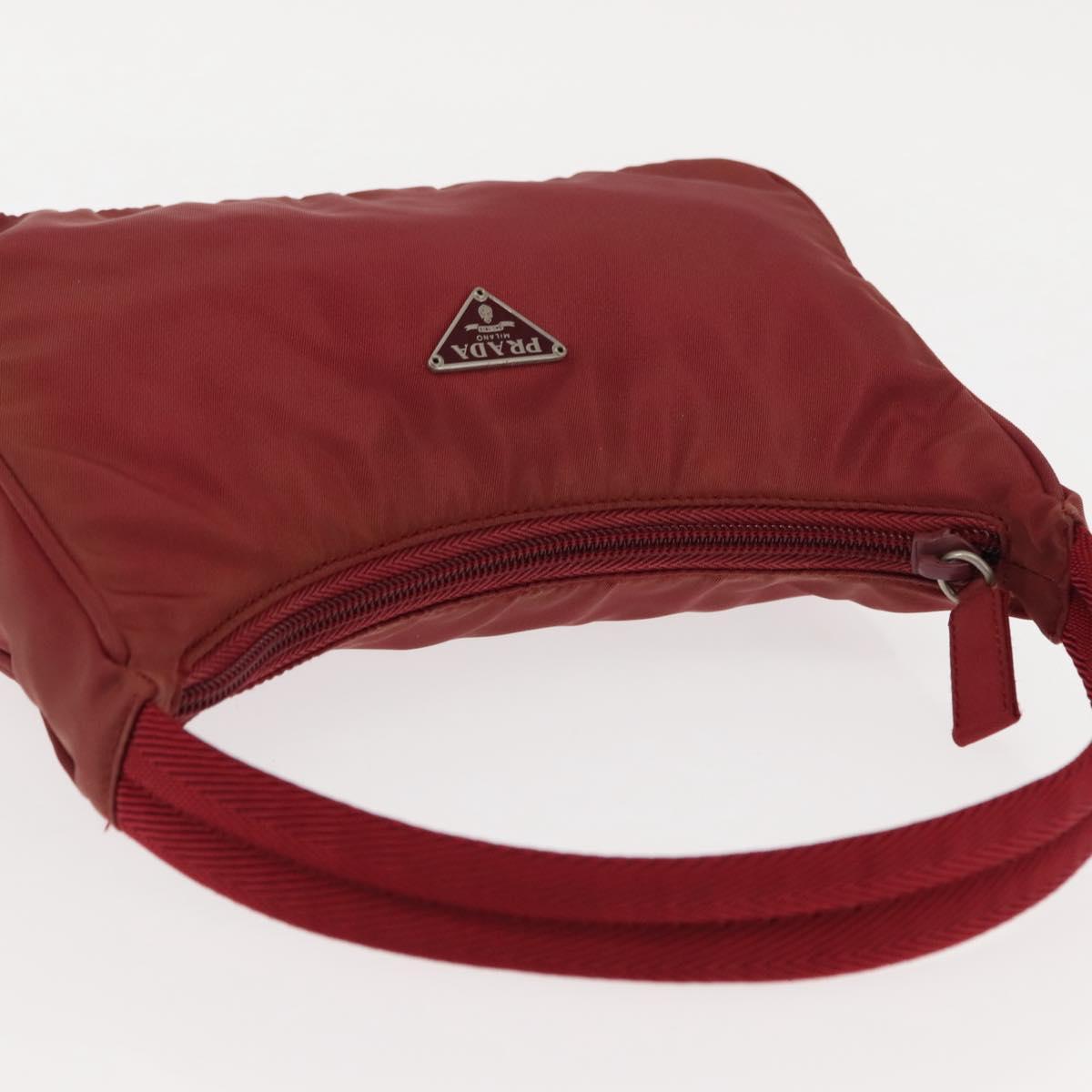 PRADA Hand Bag Nylon Red Silver Auth 147144