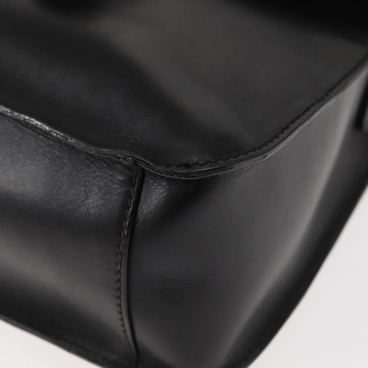 GUCCI Web Sherry Line Shoulder Bag Leather Black Gold 001 1014 1660 Auth 147145