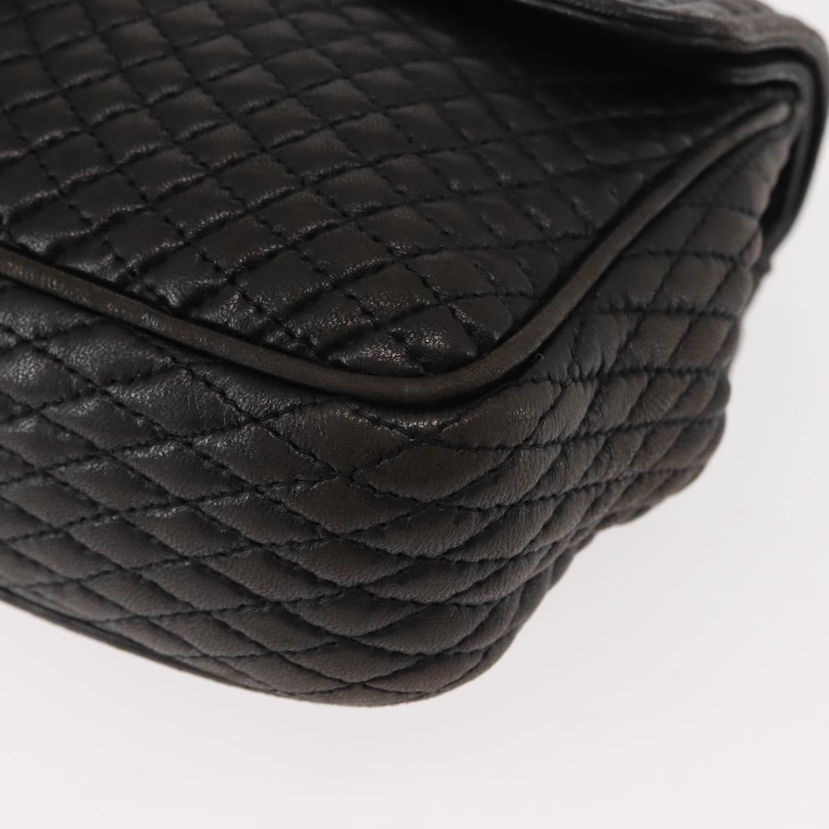 BALLY Chain Shoulder Bag Leather Black Auth 147146