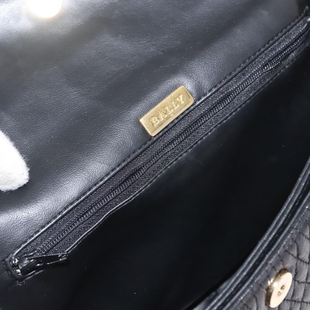BALLY Chain Shoulder Bag Leather Black Auth 147146