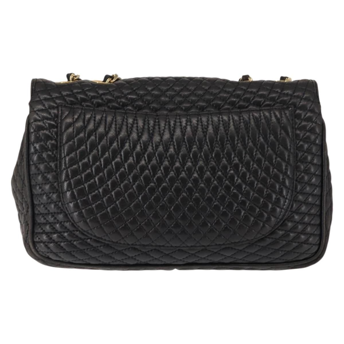 BALLY Chain Shoulder Bag Leather Black Auth 147146