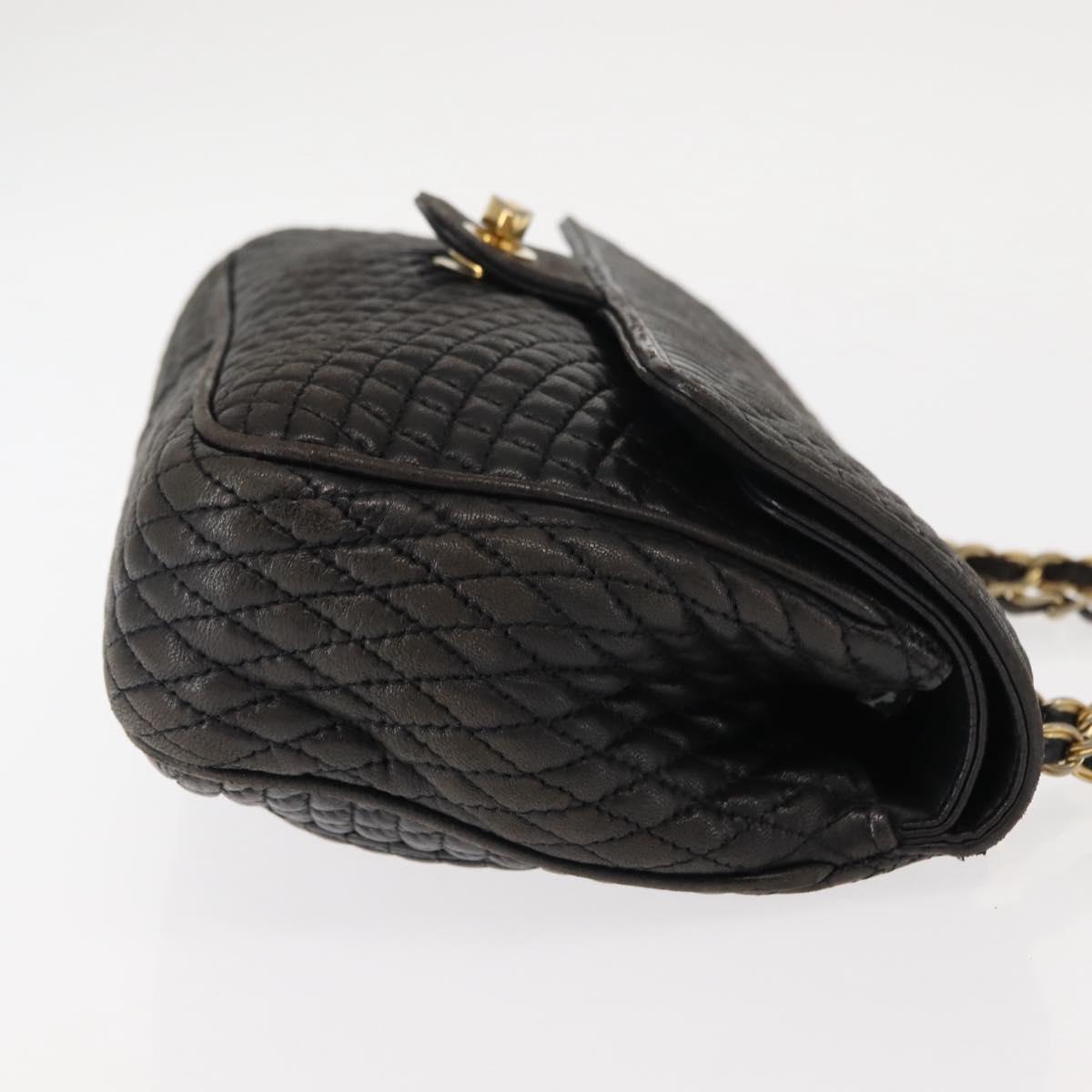 BALLY Chain Shoulder Bag Leather Black Auth 147146