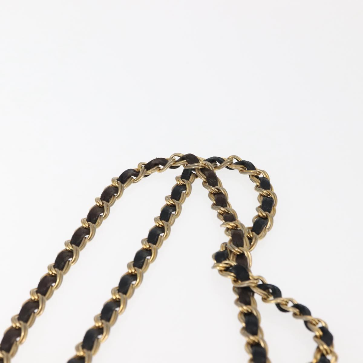 BALLY Chain Shoulder Bag Leather Black Auth 147146