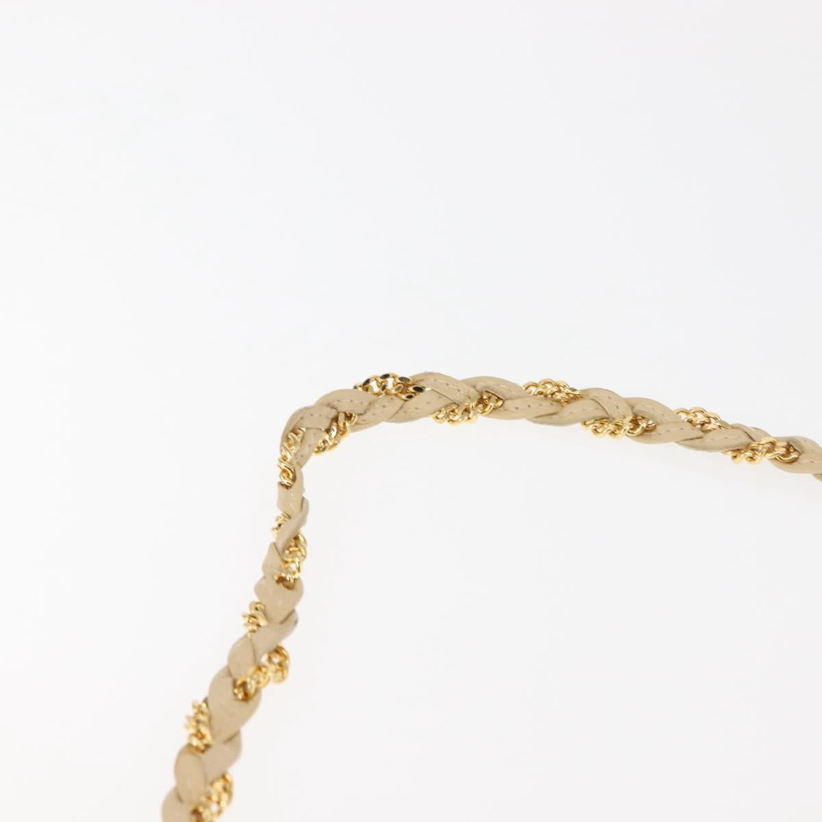 BALLY Chain Shoulder Bag Leather Ivory Auth 147147