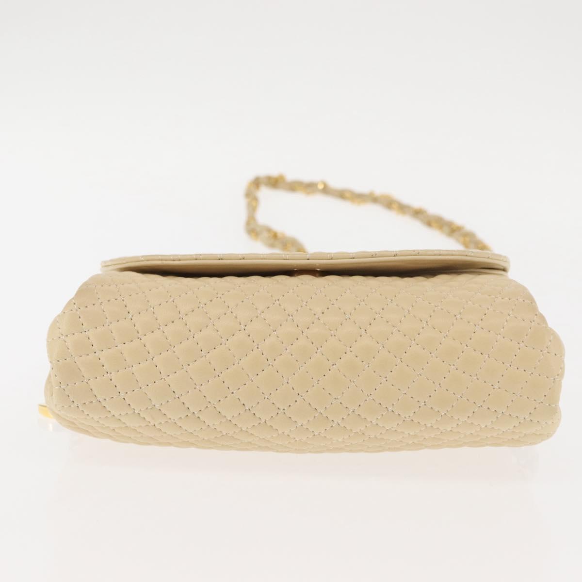 BALLY Chain Shoulder Bag Leather Ivory Auth 147147