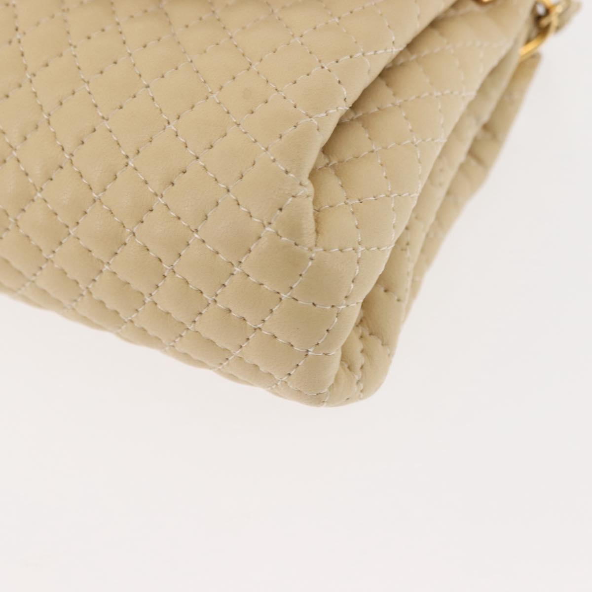 BALLY Chain Shoulder Bag Leather Ivory Auth 147147