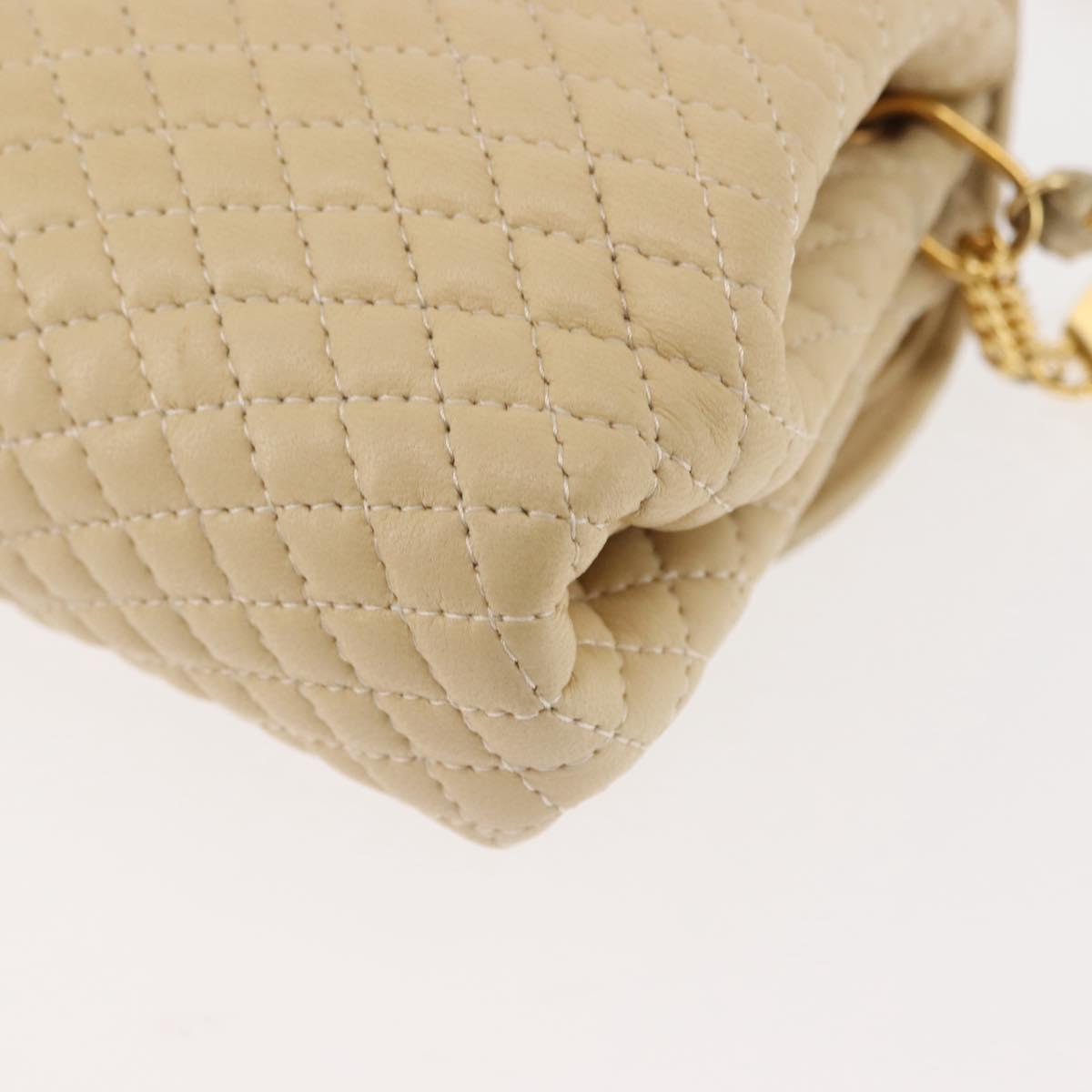 BALLY Chain Shoulder Bag Leather Ivory Auth 147147