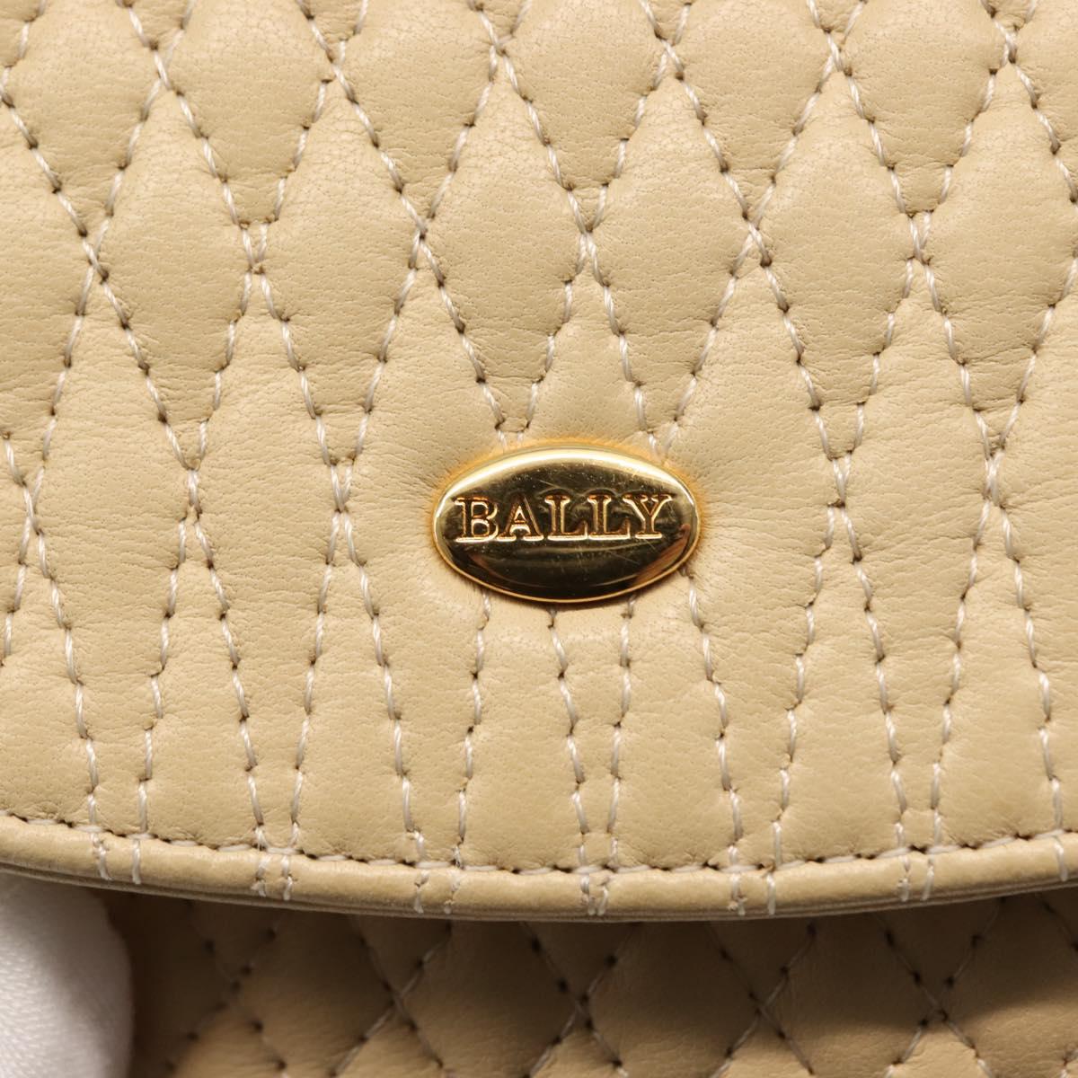 BALLY Chain Shoulder Bag Leather Ivory Auth 147147