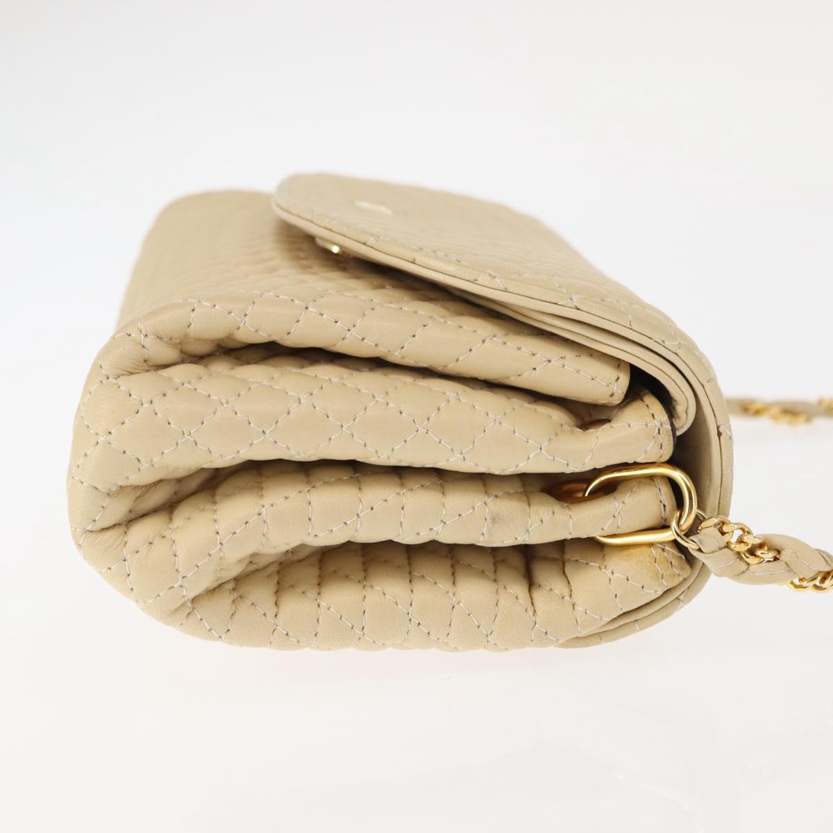 BALLY Chain Shoulder Bag Leather Ivory Auth 147147