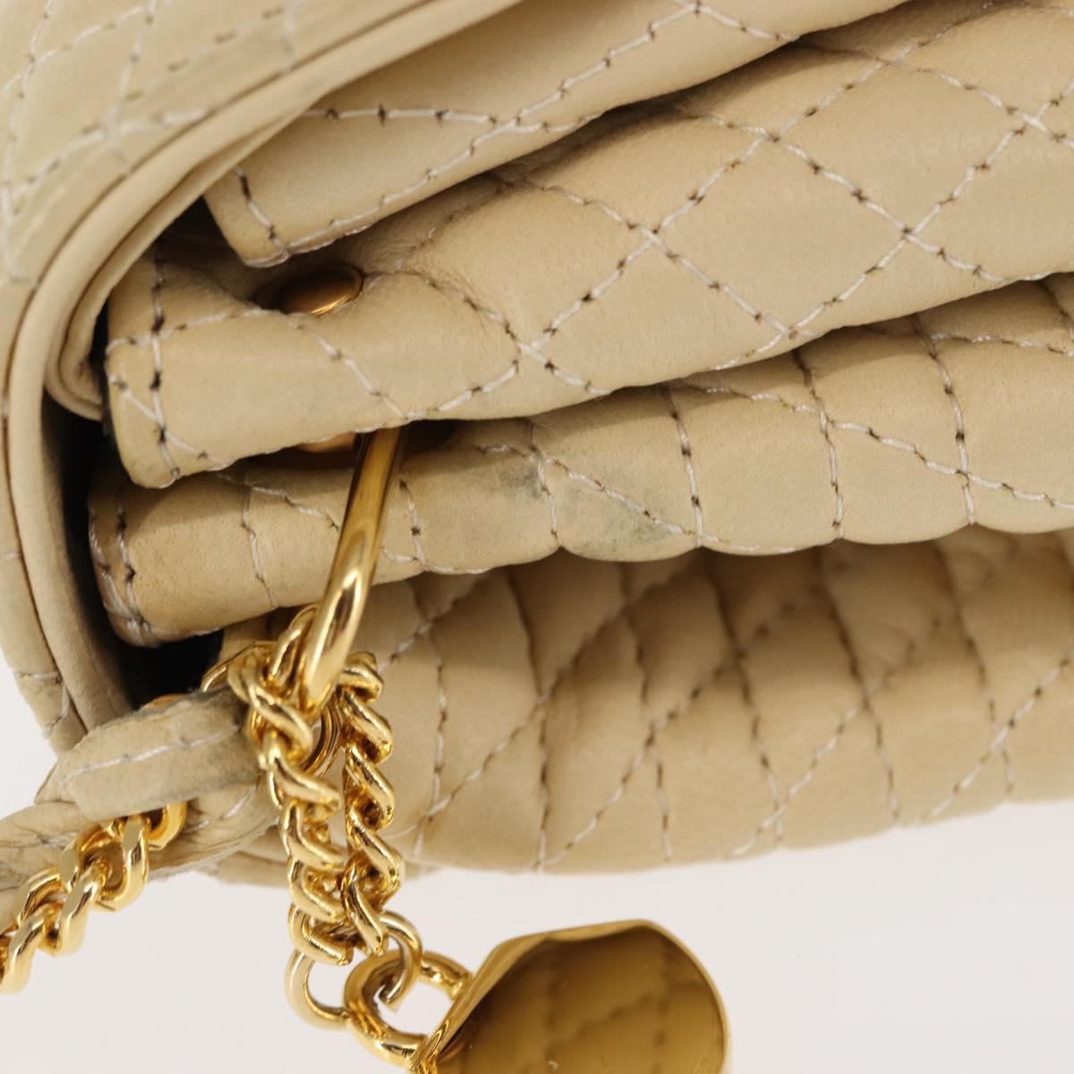 BALLY Chain Shoulder Bag Leather Ivory Auth 147147