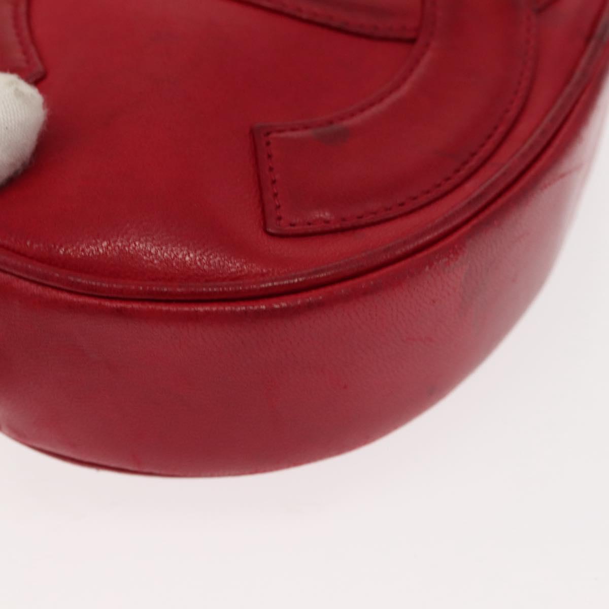 CHANEL COCO Mark Chain Shoulder Bag Lamb Skin Red CC Auth 147148