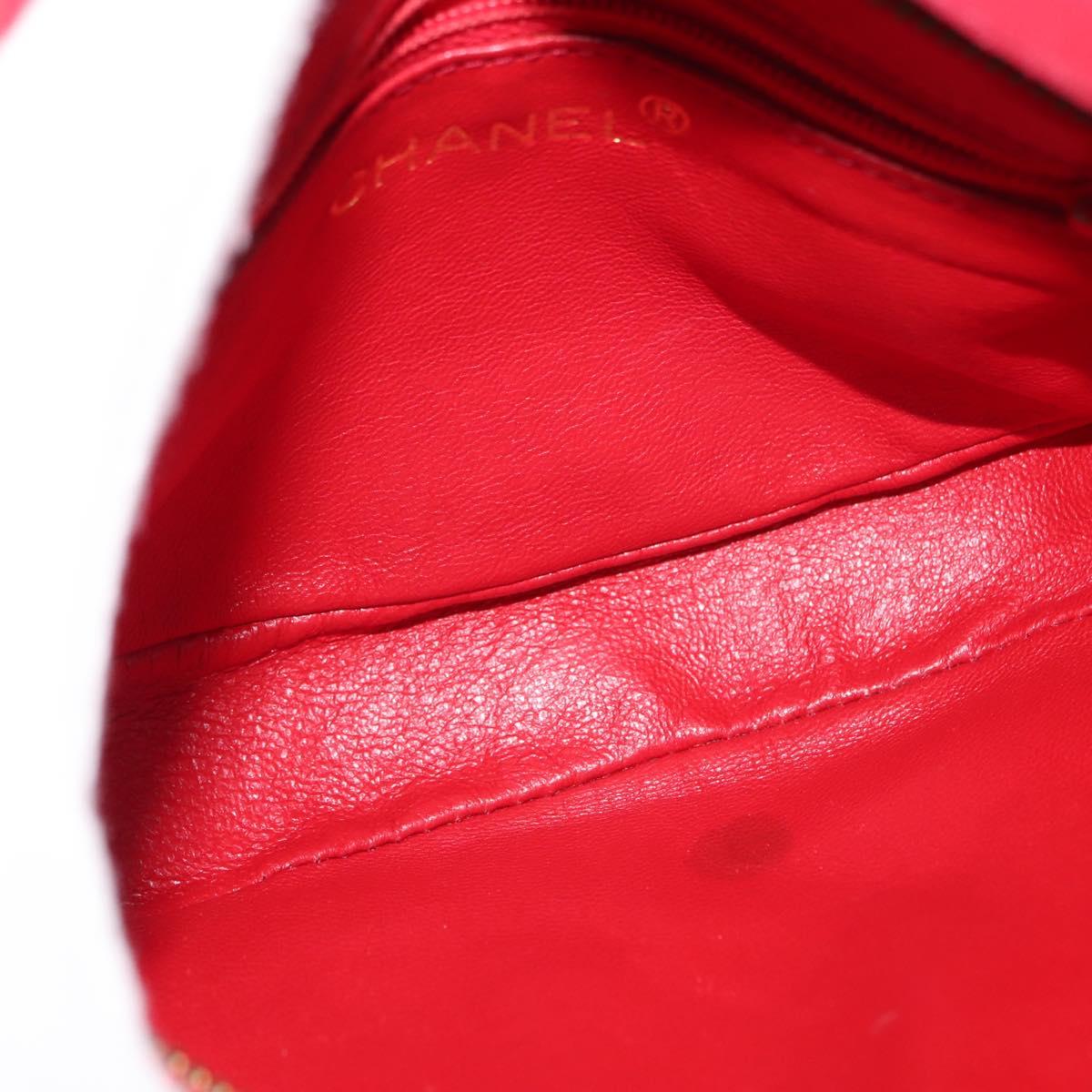 CHANEL COCO Mark Chain Shoulder Bag Lamb Skin Red CC Auth 147148