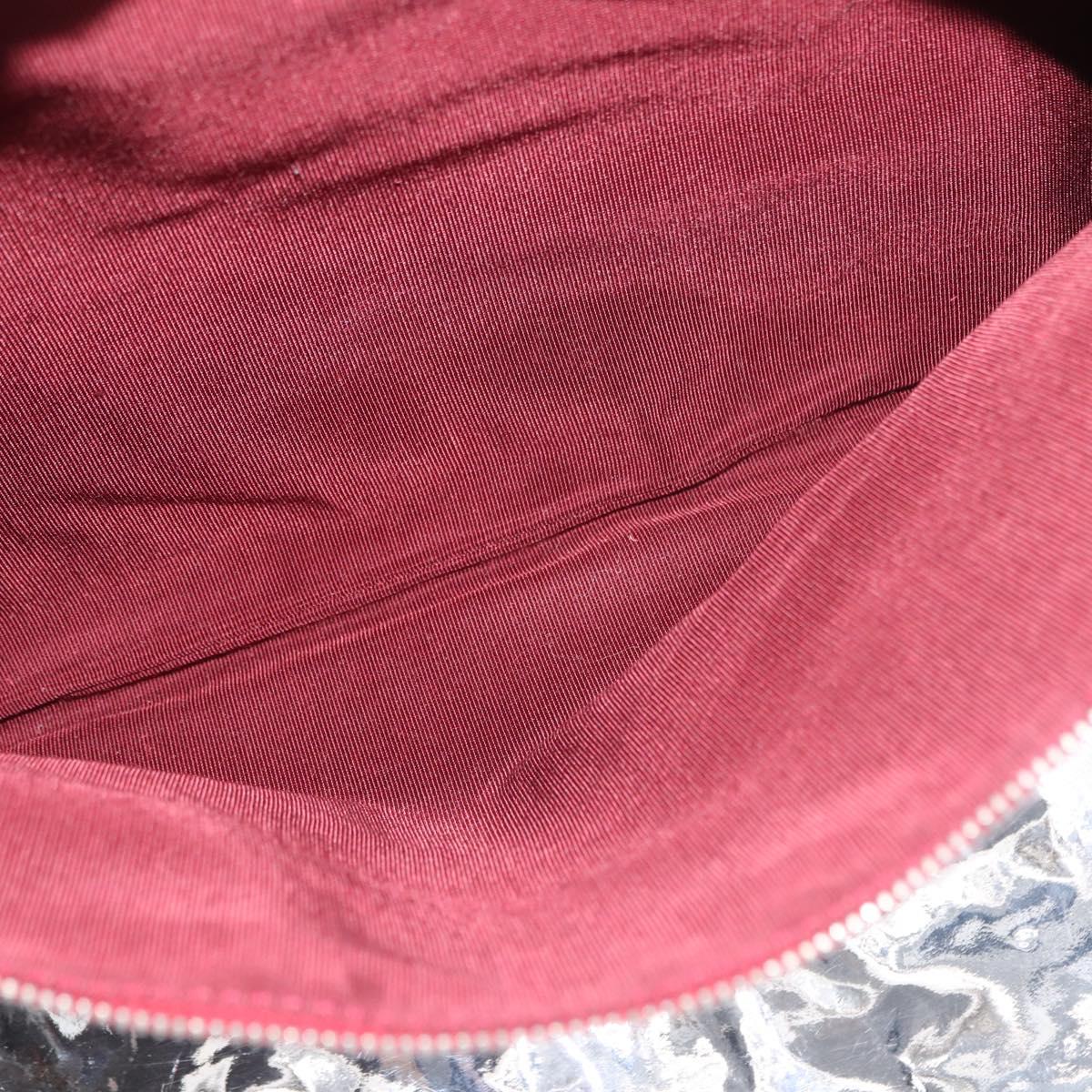 CHANEL Choco Bar Chain Tote Bag No5 Canvas Navy Silver CC Auth 147149