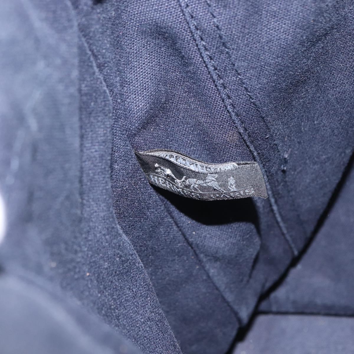 HERMES Fourre ToutMM Hand Bag Canvas Navy Brown Auth 147150