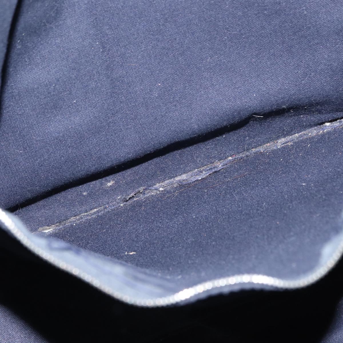 HERMES Fourre ToutMM Hand Bag Canvas Navy Brown Auth 147150