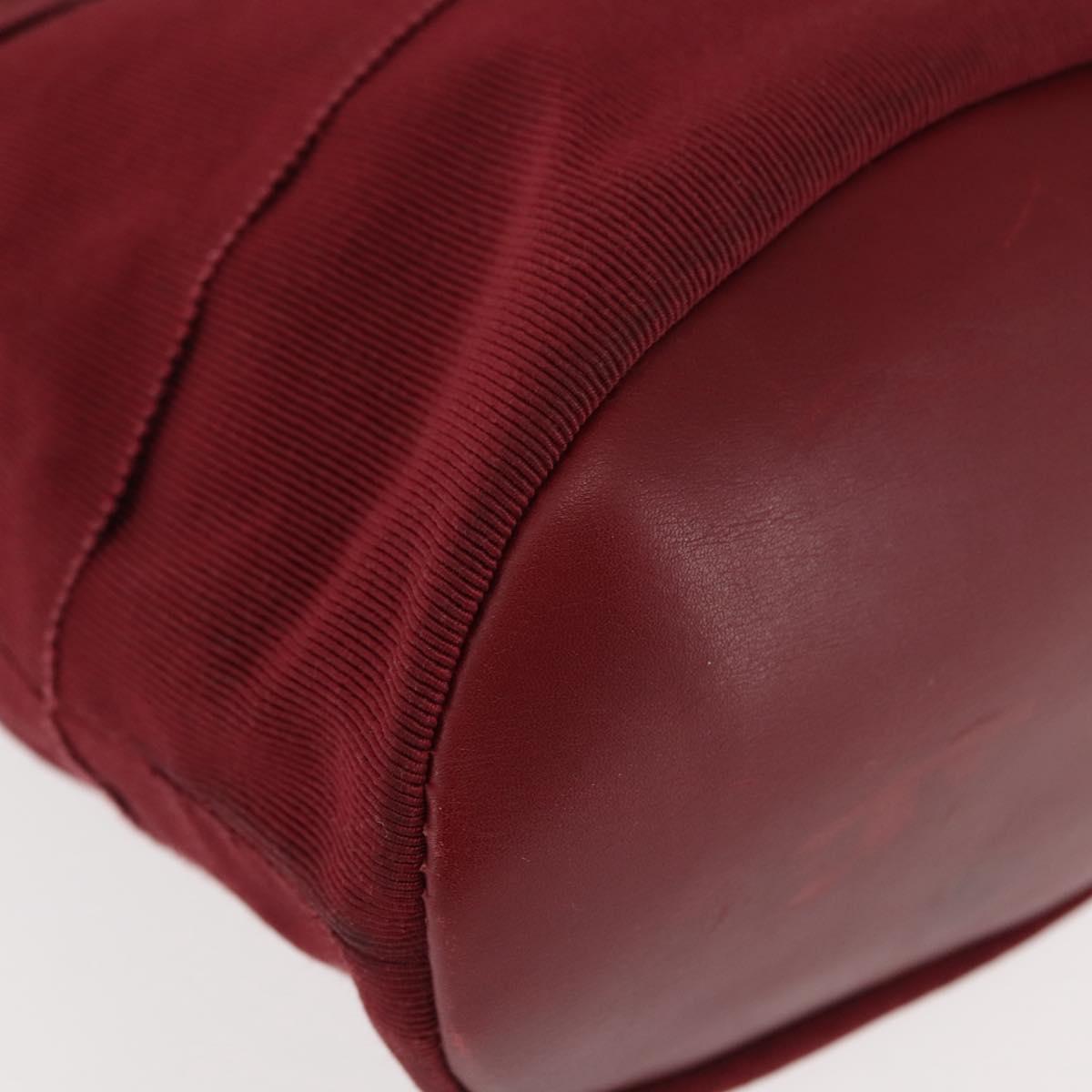 Salvatore Ferragamo Vala Hand Bag Nylon Red Gold Auth 147152