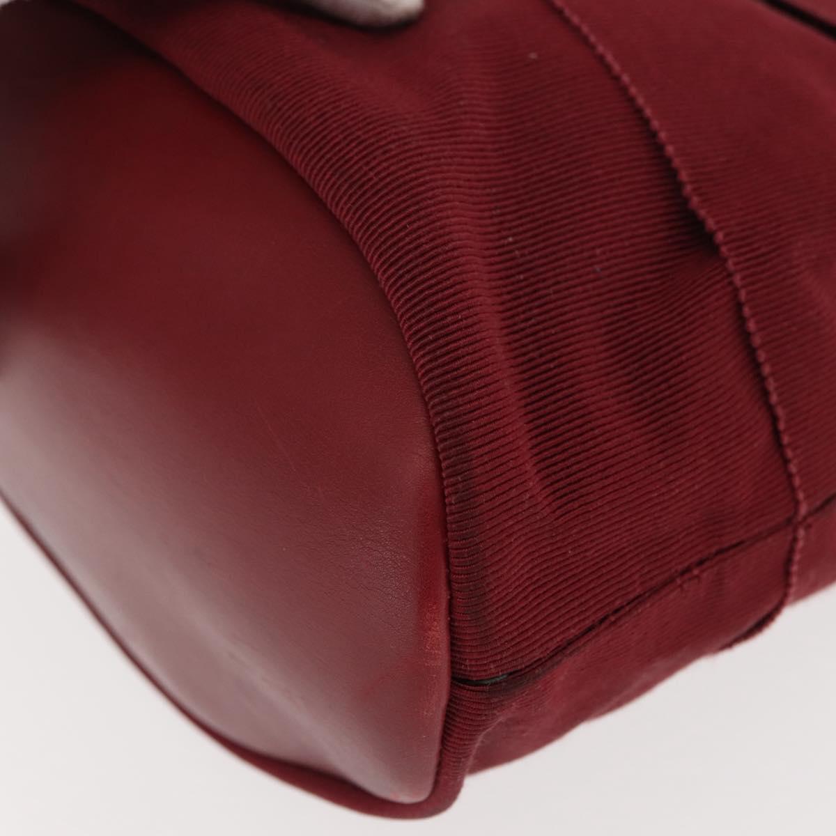 Salvatore Ferragamo Vala Hand Bag Nylon Red Gold Auth 147152