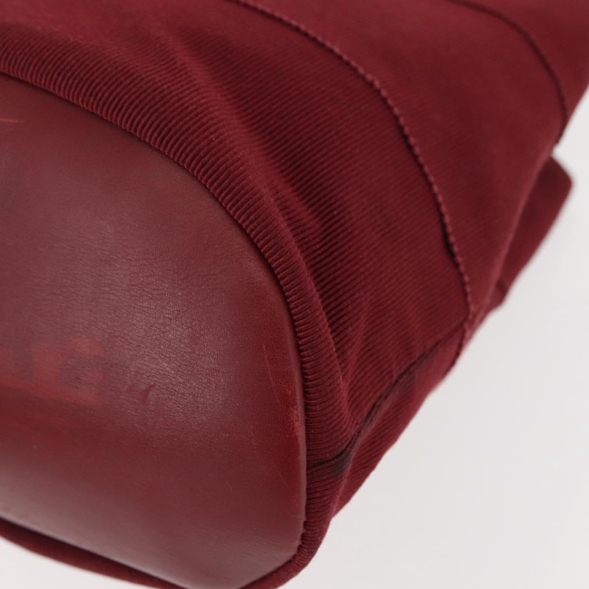 Salvatore Ferragamo Vala Hand Bag Nylon Red Gold Auth 147152