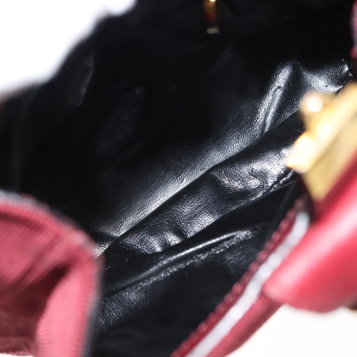 Salvatore Ferragamo Vala Hand Bag Nylon Red Gold Auth 147152