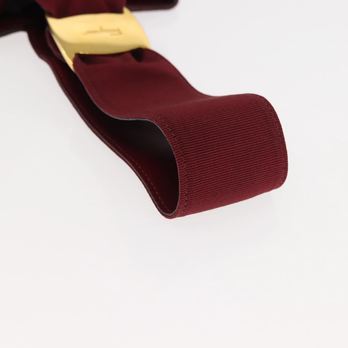 Salvatore Ferragamo Vala Hand Bag Nylon Red Gold Auth 147152
