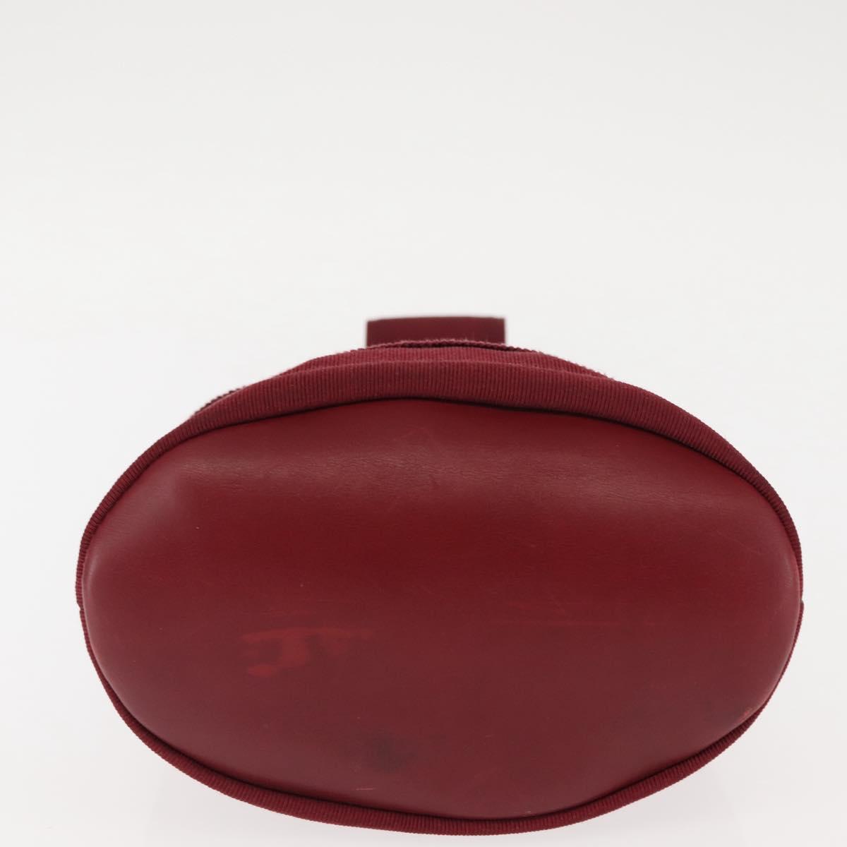 Salvatore Ferragamo Vala Hand Bag Nylon Red Gold Auth 147152
