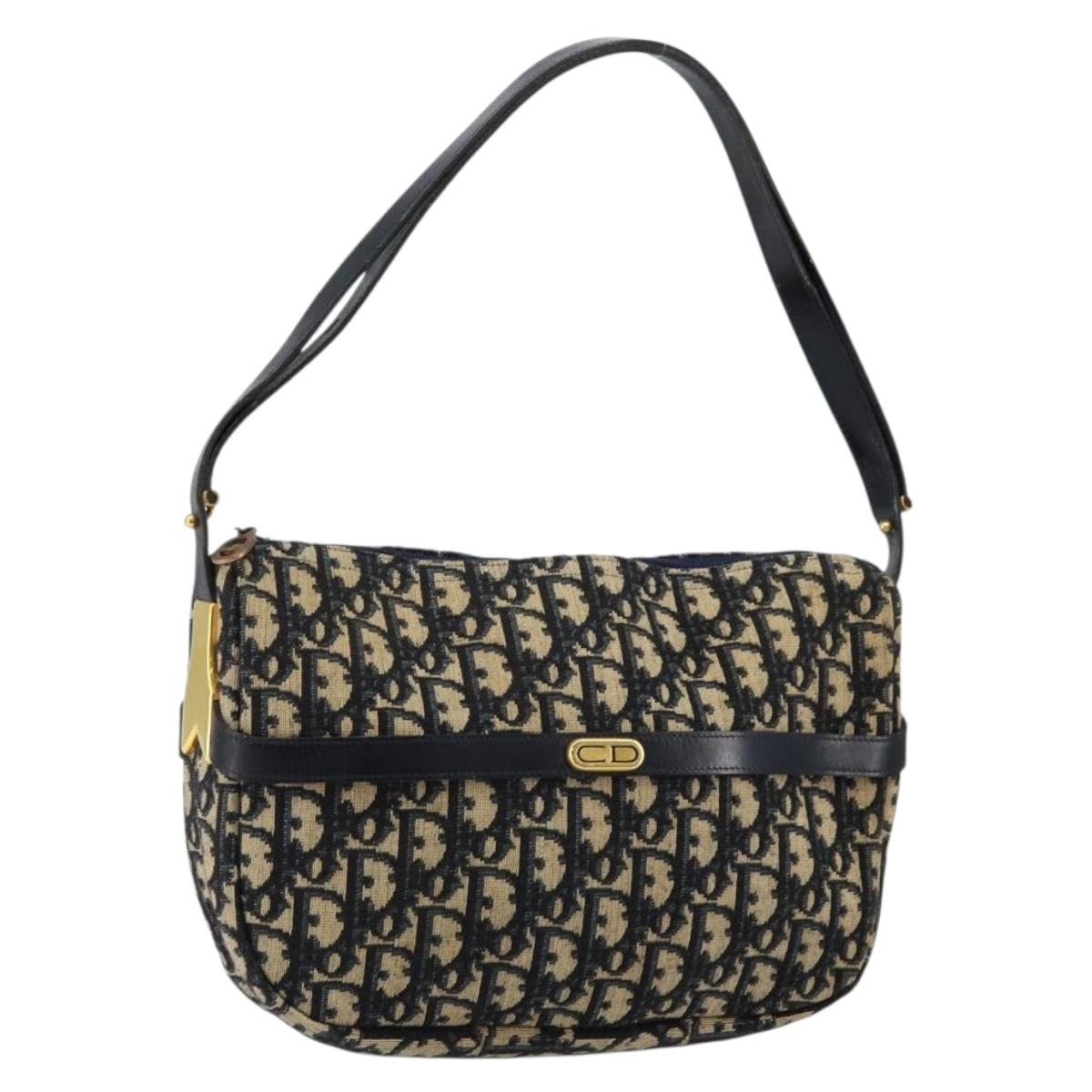 Christian Dior Trotter Canvas Shoulder Bag Navy Auth 147153