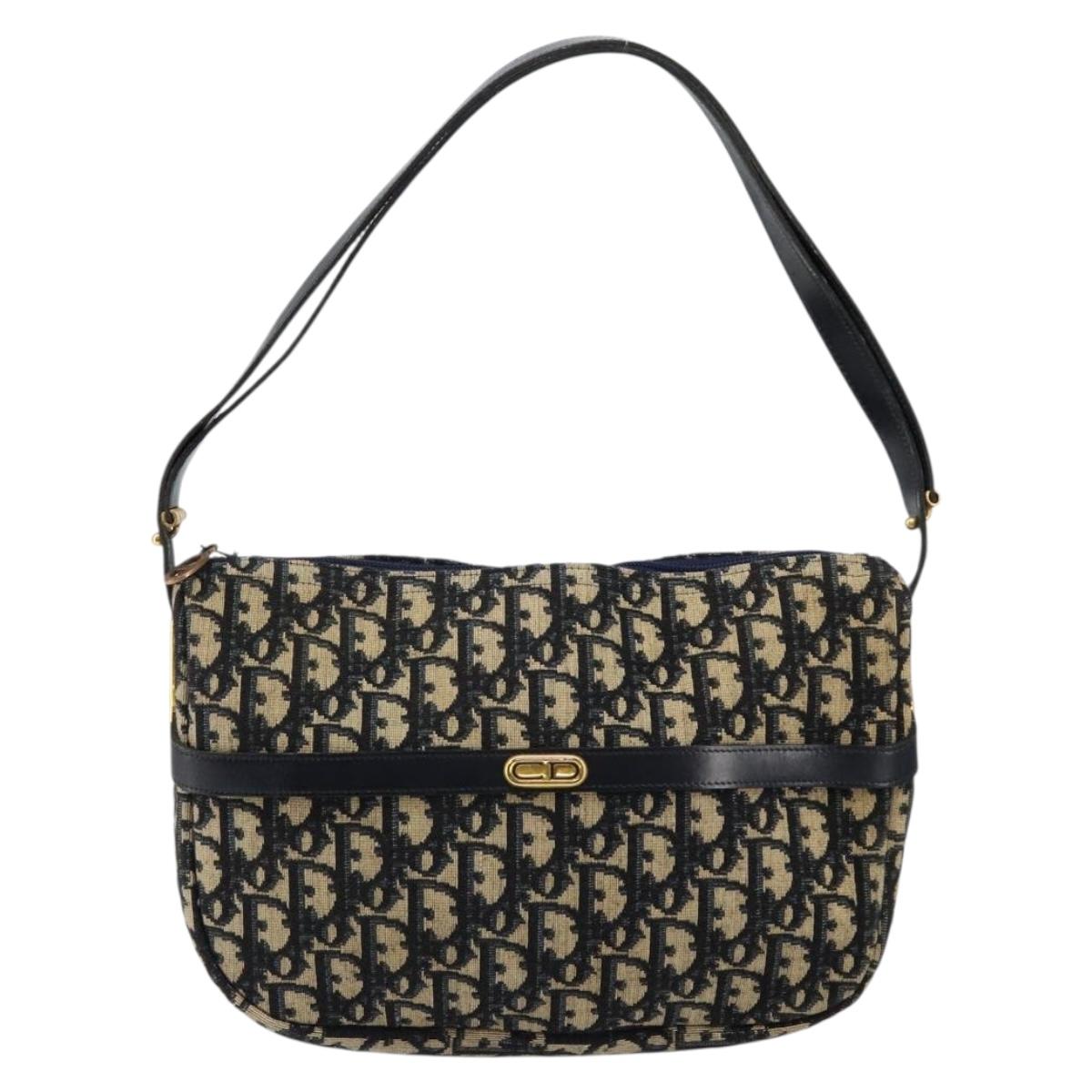 Christian Dior Trotter Canvas Shoulder Bag Navy Auth 147153