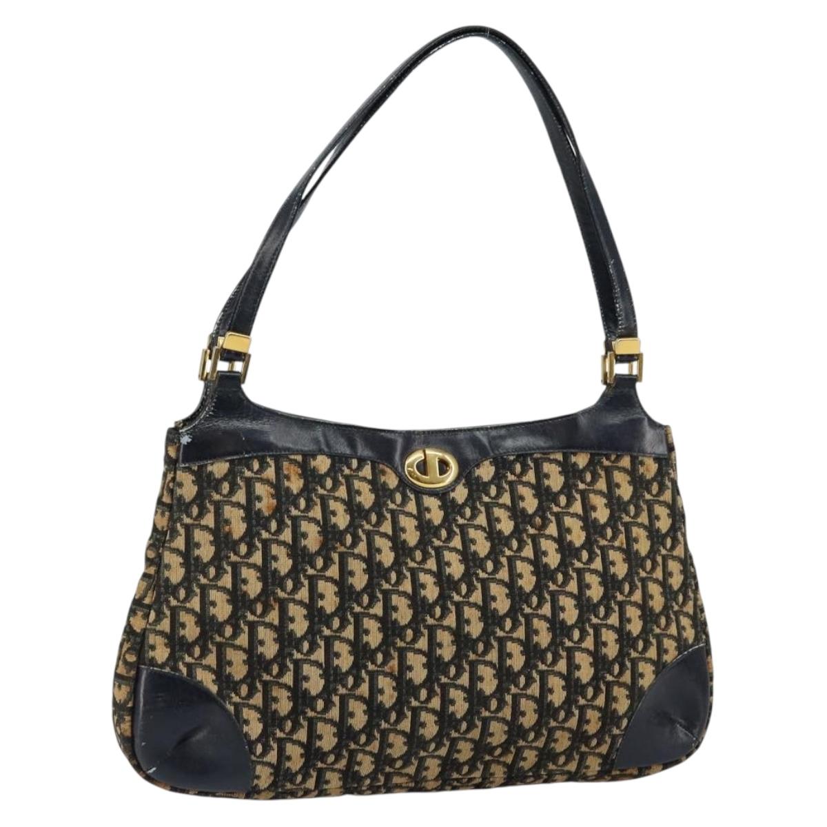 Christian Dior Trotter Canvas Shoulder Bag Navy Auth 147154