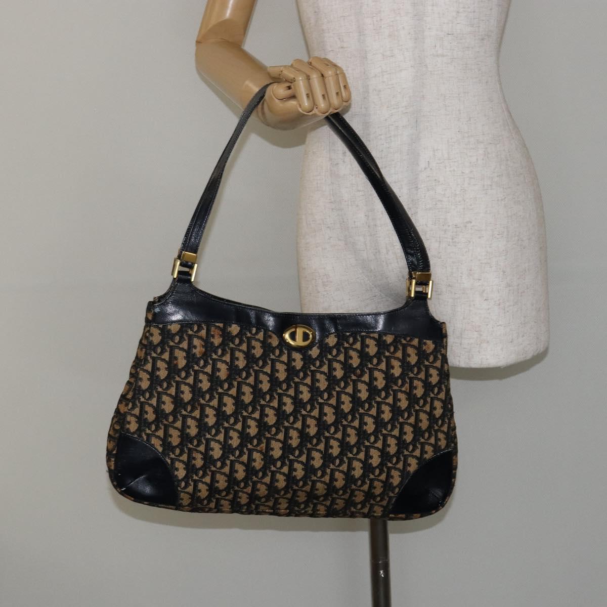 Christian Dior Trotter Canvas Shoulder Bag Navy Auth 147154