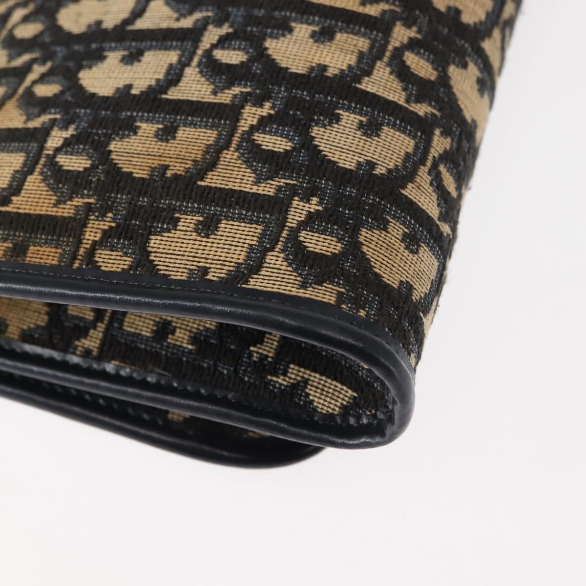 Christian Dior Trotter Canvas Chain Shoulder Bag Navy Auth 147156