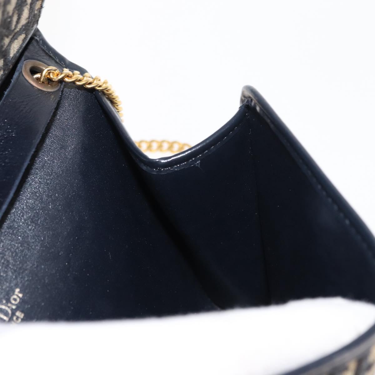 Christian Dior Trotter Canvas Chain Shoulder Bag Navy Auth 147156