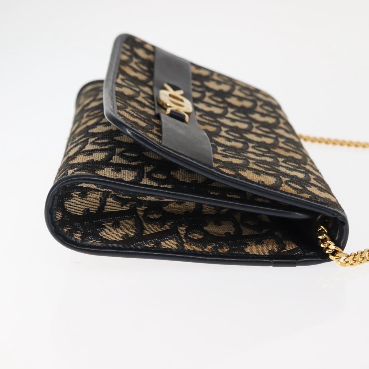 Christian Dior Trotter Canvas Chain Shoulder Bag Navy Auth 147156