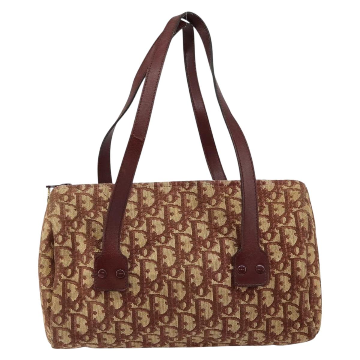 Christian Dior Trotter Canvas Hand Bag Red Auth 147157