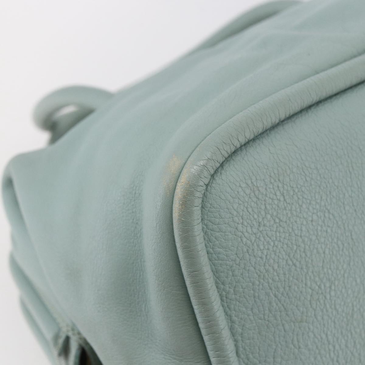 CELINE Hand Bag Leather Green Gold Auth 147159