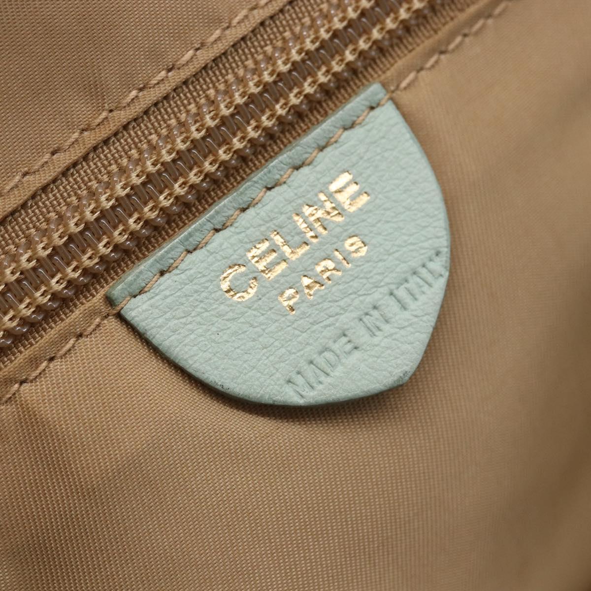 CELINE Hand Bag Leather Green Gold Auth 147159