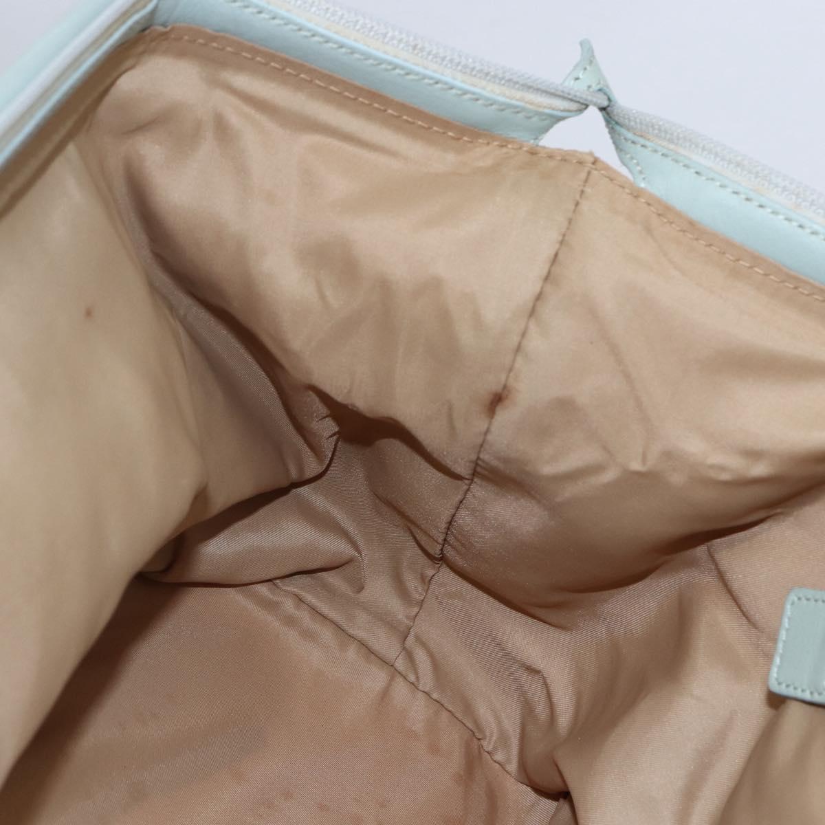 CELINE Hand Bag Leather Green Gold Auth 147159