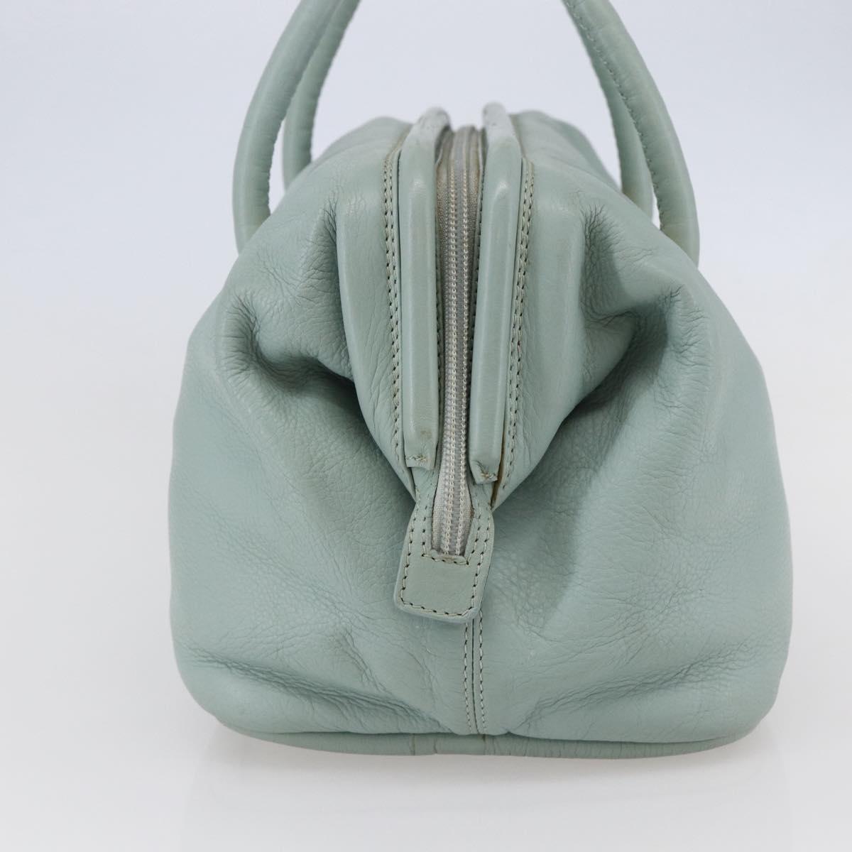 CELINE Hand Bag Leather Green Gold Auth 147159
